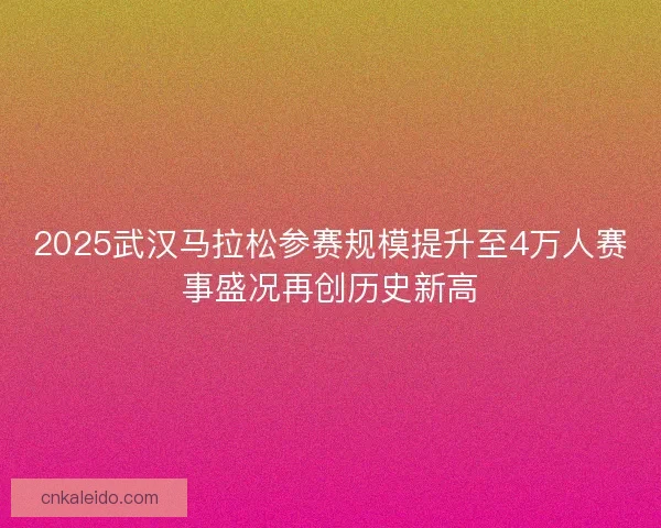 2025武汉马拉松参赛规模提升至4万人赛事盛况再创历史新高