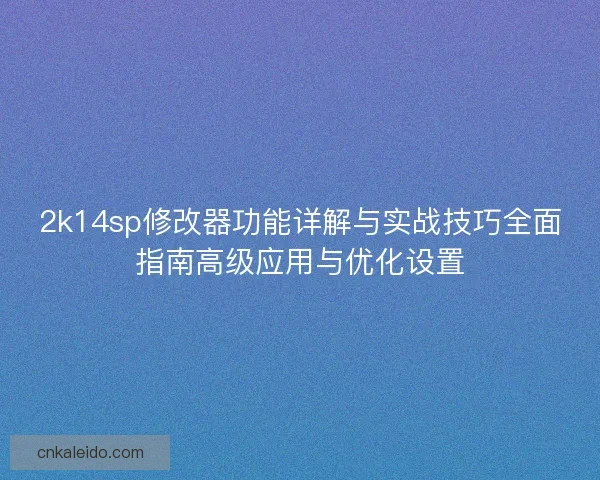 2k14sp修改器功能详解与实战技巧全面指南高级应用与优化设置