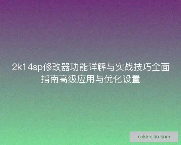 2k14sp修改器功能详解与实战技巧全面指南高级应用与优化设置